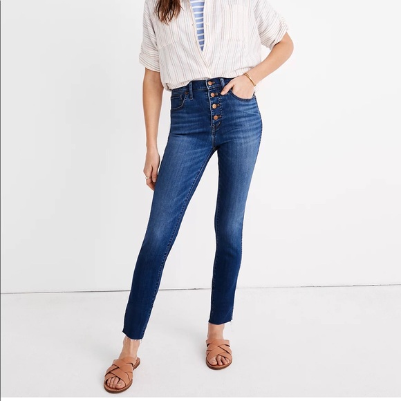 Madewell Denim - Madewell 10" High-Rise Skinny Crop Jeans: Button-Front TENCEL™ Denim Edition